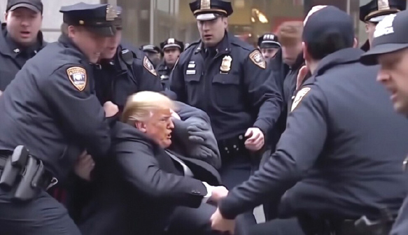 지난 해 SNS에 유포된 도널드 트럼프 전 대통령의 가짜 체포 사진